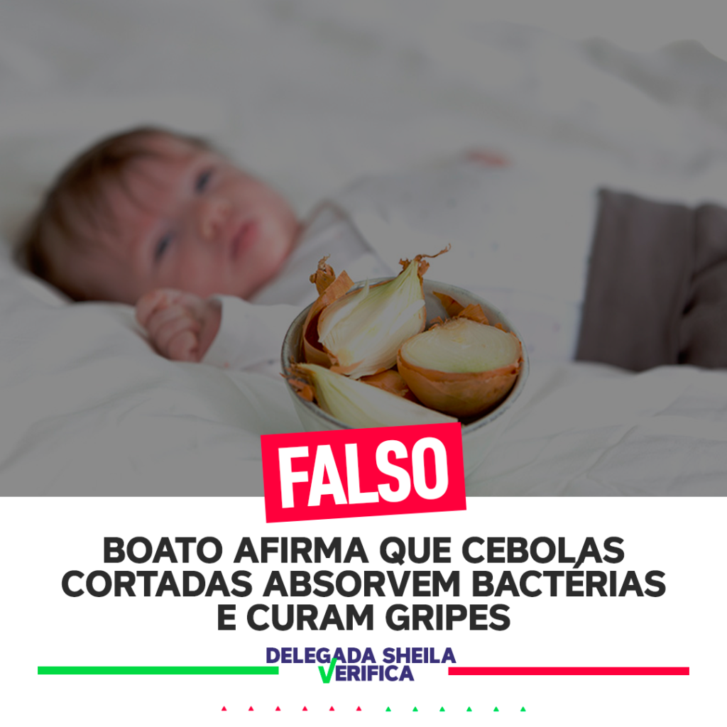 Popular, a tática da cebola no quarto é extremamente perigosa e não deve ser feita! Inclusive, é recomendável não armazenar a cebola descascada para consumo póstumo. Imagem: Facebook Delegada Sheila