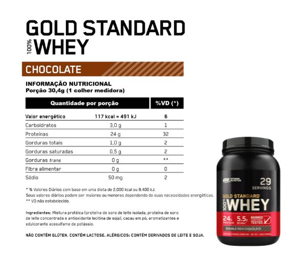 Tabela nutricional - Gold Standard 100% Whey