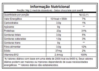 informação nutricional: proteína true vegan